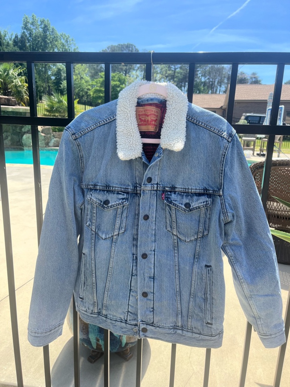 Levi's Light Blue Denim Sherpa Collar Jacket
